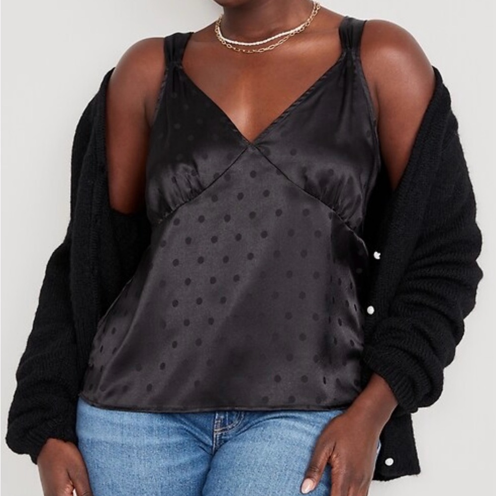 Polka-Dot Satin Jacquard Cami Top by OLD NAVY